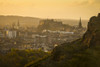 Looking across from Arthur's Seat to Edinburgh Castle and city at dusk; Edinburgh, Scotland, United Kingdom Poster Print by Ian Cumming (20 x 13)