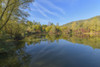 Lake in autumn, Mondfeld, Wertheim, Main-Tauber-Kreis, Baden-Wurttemberg, Germany Poster Print by Raimund Linke (19 x 12)