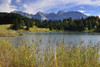 Lake with Karwendel Range, Wagenbruechsee, Gerold, Werdenfelser Land, Upper Bavaria, Bavaria, Germany Poster Print by Raimund Linke (19 x 12)