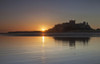 Bamburgh Castle Reflected In The Water At Sunset; Bamburgh, Northumberland, England Poster Print by John Short (19 x 12)