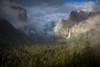 Sunlight illuminates Bridalveil Fall in Yosemite National Park, California, USA; California, United States of America Poster Print by Michael Melford (17 x 11)