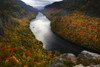 Overlooking Lower Ausable Lake from Indian Head in autumn, with vibrant autumn colours on the trees in Adirondack Park, New York, USA; New York, United States of America Poster Print by Michael Melford (17 x 11)