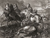 A European cavalry man aiming a pistol charges two Janissaries.  The Janissaries were elite troops of the Ottoman Empire.  After an 18th century work by Jan van Huchtenburg Poster Print by Ken Welsh (17 x 13)