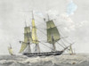 American navy corvette under sail, early 19th century.  After a print by Willem Hendrik Hoogkamer from a drawing by Lieutenant van der Hart. Poster Print by Ken Welsh (16 x 12)