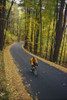 A cyclist rides along a rural road in the fall.; Vermont, USA. Poster Print by Skip Brown (11 x 17) A cyclist rides along a rural road in the fall.; Vermont, USA. Poster Print by Skip Brown (11 x 17)