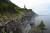 Sandstone and conglomerate cliffs line the coast of Forillon National Park.; Cap-Bon-Ami, Forillon National Park, Gaspe Peninsula, Quebec, Canada. Poster Print by Darlyne Murawski (20 x 13)