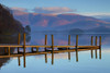 Brandelhow Jetty reflected in the still water of Derwentwater in the Lake District National Park. Poster Print by Loop Images Ltd. (18 x 12)