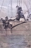 Walking the plank.  A victim of pirates made to walk the plank.  After an illustration by Howard Pyle. Poster Print by Ken Welsh (11 x 17)