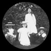 Magic Lantern slide circa 1880, Victorian/Edwardian, social history. Four children and a dog pose for a family photograph. Poster Print by John Short (15 x 15)