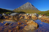 Buchaille Etive Mor one of the most recognisable mountains in Scotland from the River Coupall on Rannoch Moor. Poster Print by Loop Images Ltd. (18 x 12)