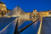 Louvre Museum and Pyramid at night Paris. Poster Print by Loop Images Ltd. (18 x 12)
