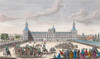 A view of the royal palace of his Catholic Majesty the King of Spain, Madrid.  Hand coloured engraving dated 1752. Poster Print by Ken Welsh (19 x 11)