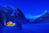 The blue hour at Lake Louise in winter in Banff National Park. Poster Print by Loop Images Ltd. (19 x 12)