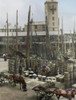 Magic Lantern Slide circa 1880, Victorian/Edwardian Social History. A view of North Shields Fish Quay market with fishing boats, herring, barrels and fishermen; North Shields, Tyne and Wear, England Poster Print by John Short (14 x 18)