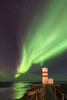 The Aurora Borealis above Gardur lighthouse. Poster Print by Loop Images Ltd. (11 x 17)