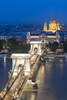 A night view of Szechenyi Chain Bridge over the Danube River in Budapest. Poster Print by Loop Images Ltd. (12 x 18)