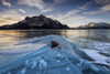 Blue Ice formation and methane bubbles at Abraham Lake. Poster Print by Loop Images Ltd. (19 x 12)