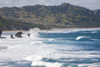 Scenic view of large surf, ocean waves crashing against the rocks at the beach in Bathsheba; Bathsheba, Barbados, Caribbean Poster Print by Matt Propert (20 x 13)