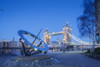 Twilight view of the Sundial at Tower Bridge. Poster Print by Loop Images Ltd. (18 x 12)