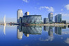 Perfect reflection of the Media Centre. Poster Print by Loop Images Ltd. (18 x 12)