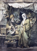 An apothecary shop in an Arab bazaar.  A veiled woman customer speaks with the druggist.  After a French print published 1857. Poster Print by Ken Welsh (13 x 18)