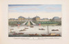 A view of the Royal Hospital at Chelsea & the Rotunda in Ranelaigh Gardens, London, England. After a print dated 1751 from a work by Thomas Bowles.  Published by Robert Sayer. Later colourization. Poster Print by Ken Welsh (20 x 13)