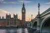 Big Ben and Westminster bridge at dusk. Poster Print by Loop Images Ltd. (18 x 12)