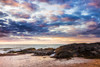 Sunset over the beach at Tresaith in Ceredigion in Wales. Poster Print by Loop Images Ltd. (18 x 12)