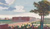 A view of the Royal Palace of Hampton Court.  London, England.  After an engraving dated 1751 published by Robert Sayer.  Later colourization. Poster Print by Ken Welsh (18 x 10)
