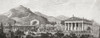 View of Olympia, Greece, as it may have looked during the 5th and 4th centuries Classical Period. The building on the right is the Temple of Zeus. After a work by R. Bohn. Poster Print by Ken Welsh (22 x 8)