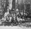 Historic image in black and white of Cavalry Passing Through The Great Tree, circa 1900; California, United States of America Poster Print by John Short (17 x 16)