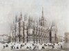 The Duomo, or cathedral, in the Piazza del Duomo.  Milan, Milan Province, Lombardy, Italy.  After a 19th century work by Francesco Citterio.  Later colourization. Poster Print by Ken Welsh (16 x 11)