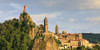 Overview of Statue of Notre Dame de France with Saint Michel d'Aiguilhe Chapel and Notre Dame Cathedral. Poster Print by Loop Images Ltd. (21 x 10)