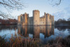 A view of Bodiam Castle with reflection in the water. Poster Print by Loop Images Ltd. (18 x 12)
