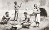 Australian Aborigines making fire.  From a contemporary print, c.1935. Poster Print by Ken Welsh (18 x 11)