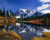 Autumn Foliage Surrounding Picture Lake, Mount Baker-Snoqualmie National Forest in North Cascades National Park, Washington State, USA; Washington, United States of America Poster Print by Craig Tuttle (17 x 13)