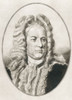 George Frideric or Frederick Handel, 1685 - 1759. German, later British, Baroque composer.  Illustration by Gordon Ross, American artist and illustrator (1873-1946), from Living Biographies of Great Composers. Poster Print by Ken Welsh (12 x 16)
