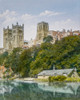 Magic Lantern slide circa 1900 hand coloured. Victorian/Edwardian era. Durham Cathedral and boat house on the river Wear Poster Print by John Short (14 x 18)