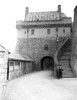 Glass Negative circa 1900.Victorian.Social History. Edinburgh Castle Edwardian photograph . Two boys at steps Poster Print by John Short (14 x 18)