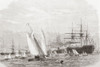 The International Naval Festival at Portsmouth, 1865 - the French fleet leaving Spithead.  From The Illustrated London News, published 1865. Poster Print by Ken Welsh (17 x 11)