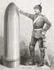 A projectile from an A 52 foot Krupp cannon, shown in comparison with a soldier.  From Ilustracion Artistica, published 1887. Poster Print by Ken Welsh (12 x 16)