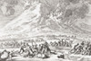 Eruption of Mt. Etna volcano in Sicily, Italy, in 1669.  After a 17th century engraving. Poster Print by Ken Welsh (18 x 12)