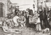 The Plague Victims of Rome, after an etching by French artist Alphonse Legros, 1837 - 1911.  People stricken with the plague receive the last sacrament from a cardinal who is atteneded by altar boys and priests. Poster Print by Ken Welsh (17 x 12)