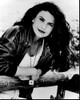 Roma Downey Leaning On Wooden Rail Black And White Photo Print (8 x 10)