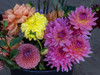 Usa-Washington State-Duvall. Purple-yellow and apricot Garden dahlias in bouquet of cut flowers Poster Print - Images Merrill