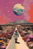 Astronaut on a Desert Road, Collage Poster Print - Wumples