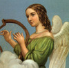 Angel With Harp Poster Print - Apple Collection Vintage