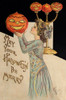 Halloween Girl Holding Pumpkin.tif Poster Print - Apple Collection Vintage