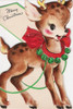 Vintage Xmas Card Deer Poster Print - Apple Collection Vintage