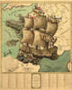 French Map Poster Print - Apple Collection Vintage